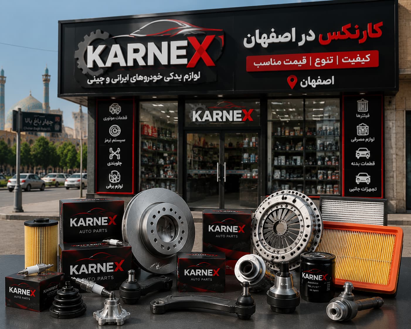 فروشگاه قطعات خودرو کارنکس در اصفهان برای خودروهای داخلی و چینی